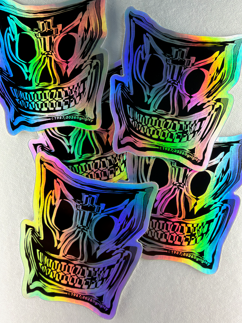 Old Ghosts 2026 Reimagined Holographic GRIGLEY Mask 1 Pro Skate Decals