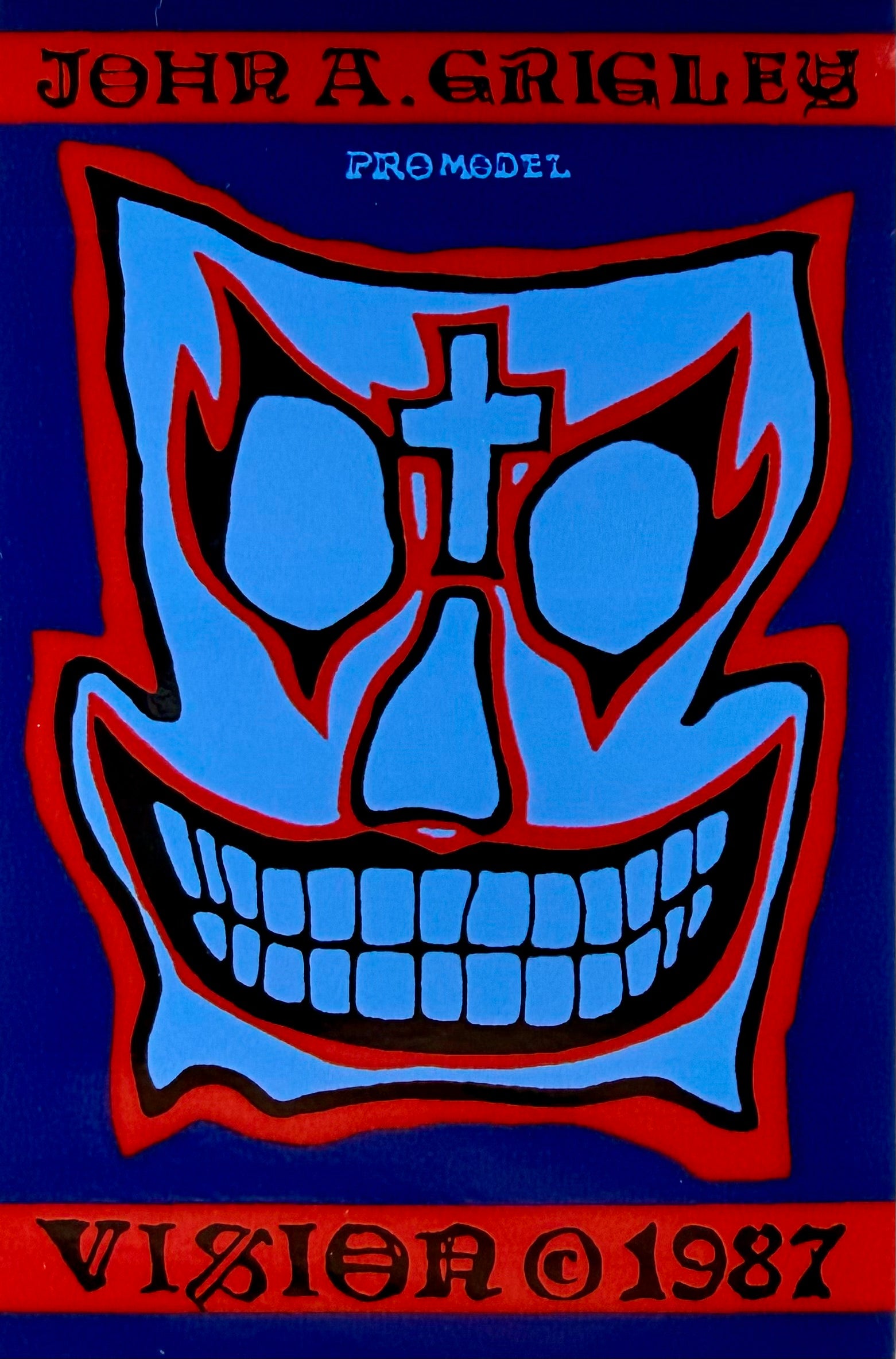 Large Reissue (circa 2016) Grigley Mask 1 Skateboard Stickers from 1987