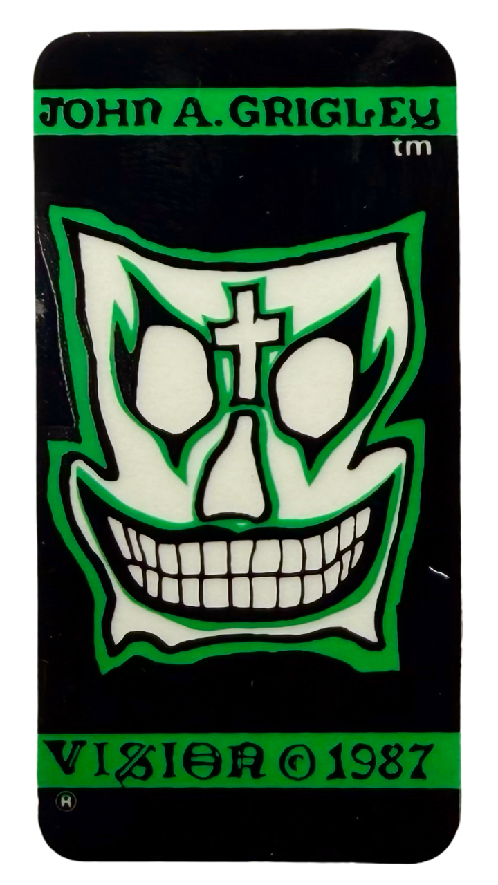 VINTAGE Vision Skates Grigley Mask 1 Pro Model Skateboard Stickers from 1987