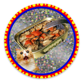 OGD Holy Cat Excitement with Spicy Clams Round Glitter Stickers 2018