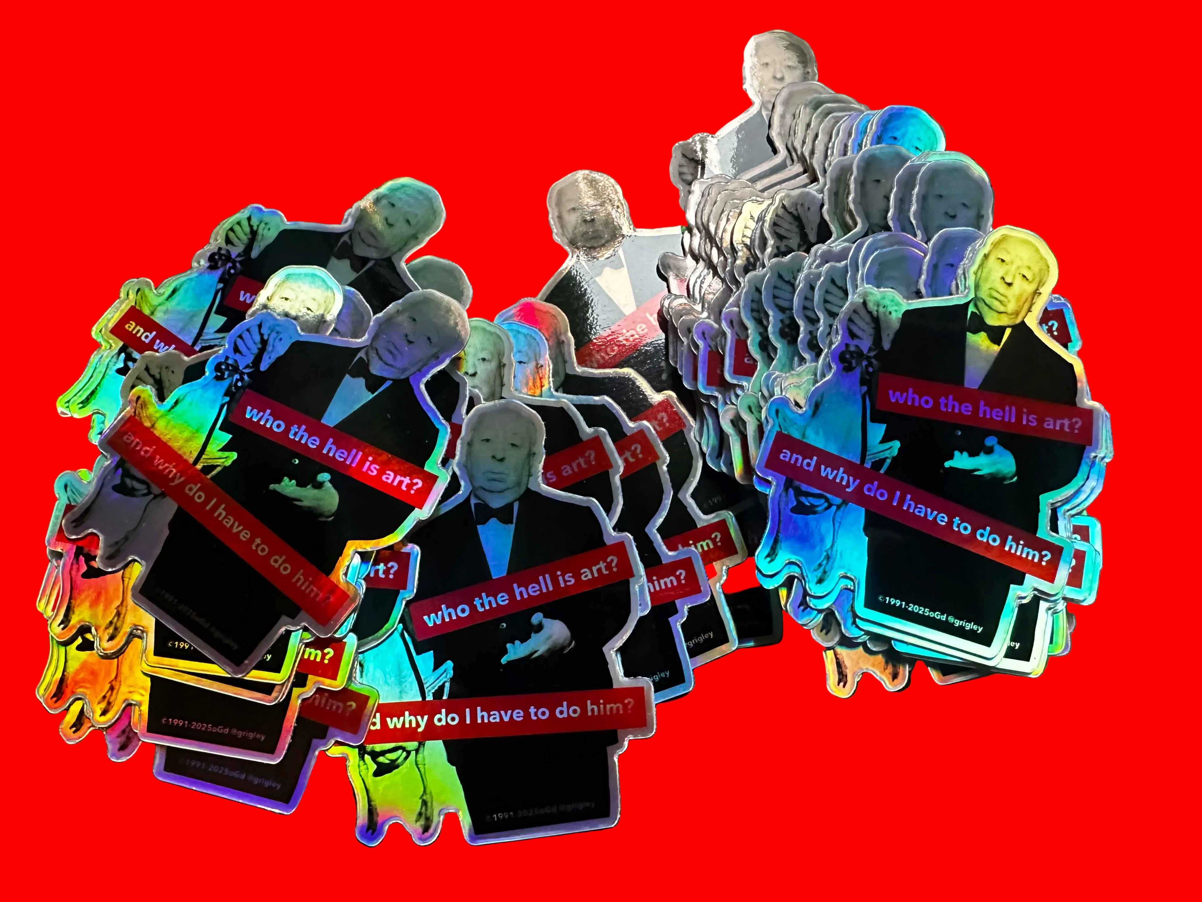 Who The Hell Is Art? Shiny and Fancy Holographic Die Cut Stickers 1991