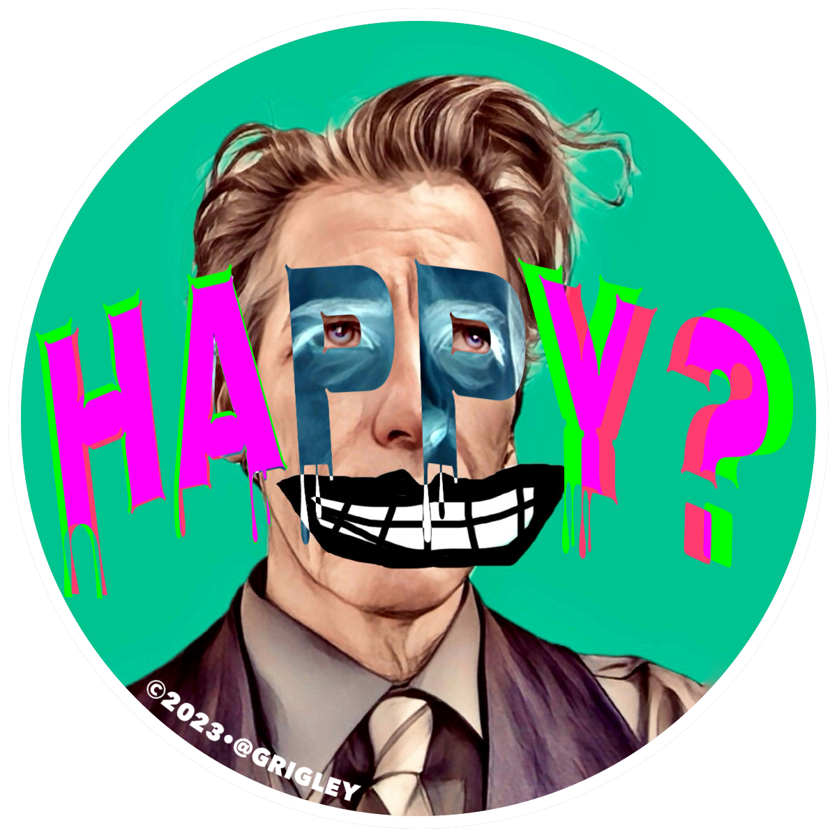 Old Ghosts The Happy? SMILE grigley Selfie Suicide Round Decals 2023