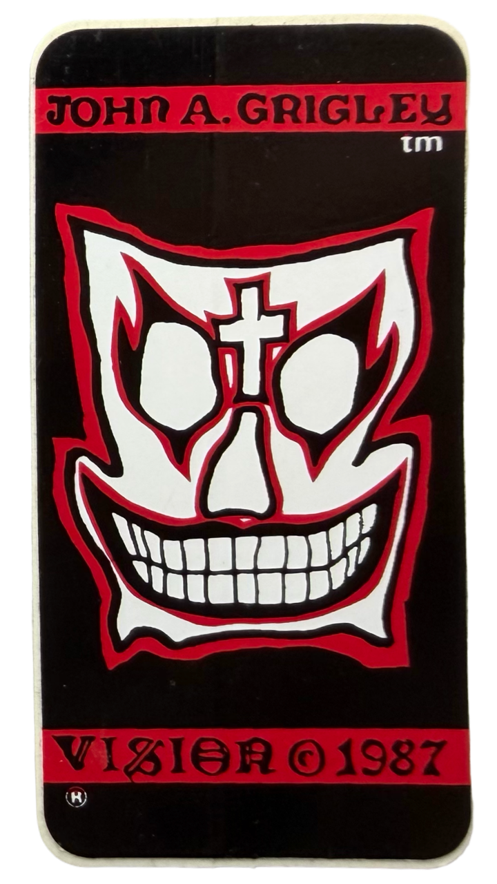 VINTAGE Vision Skates Grigley Mask 1 Pro Model Skateboard Stickers from 1987