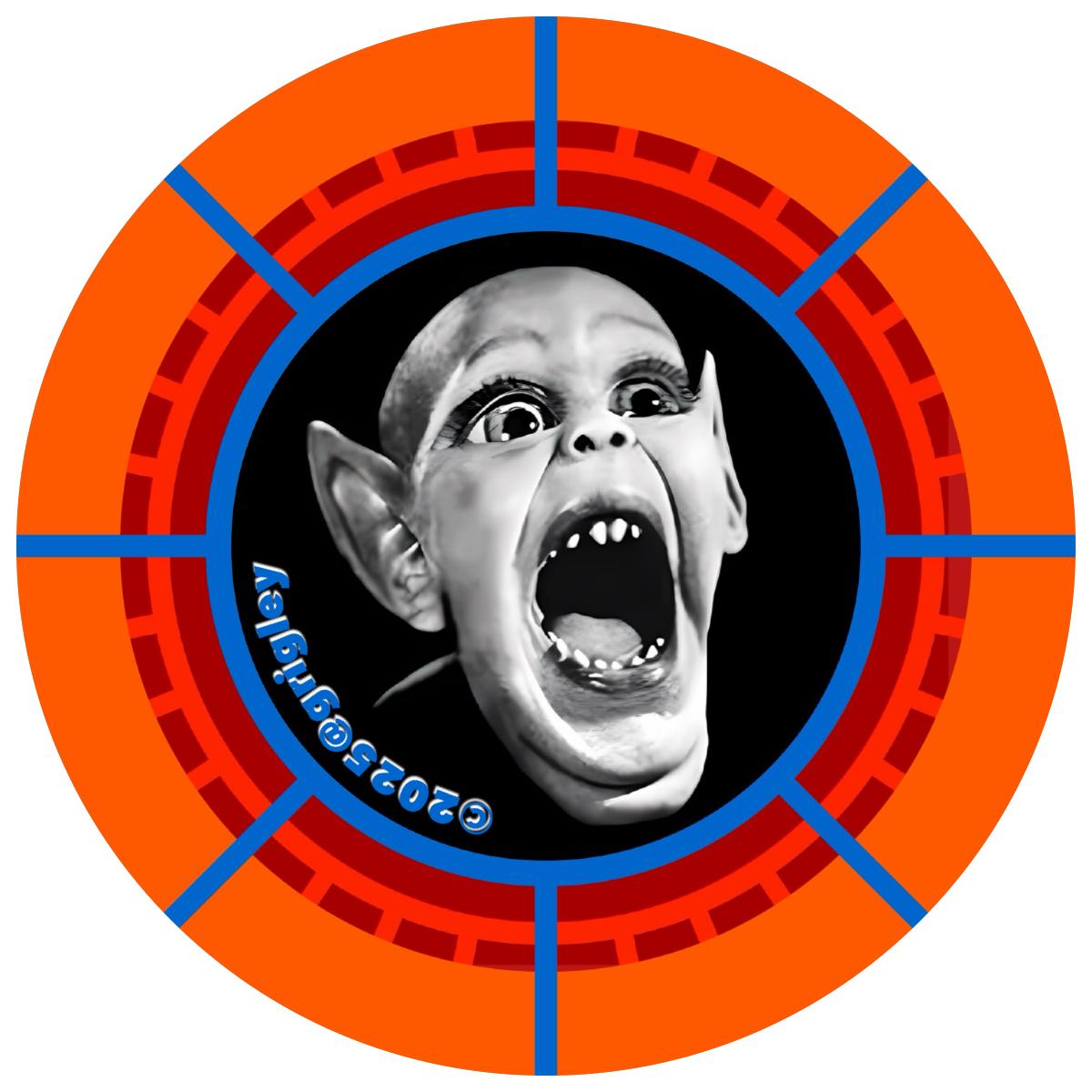 Bat Boy Round Orange Stickers OGD Meme Theft Ring 2025