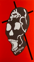 Skull design with 'Old Ghosts Guardian' text on a red background