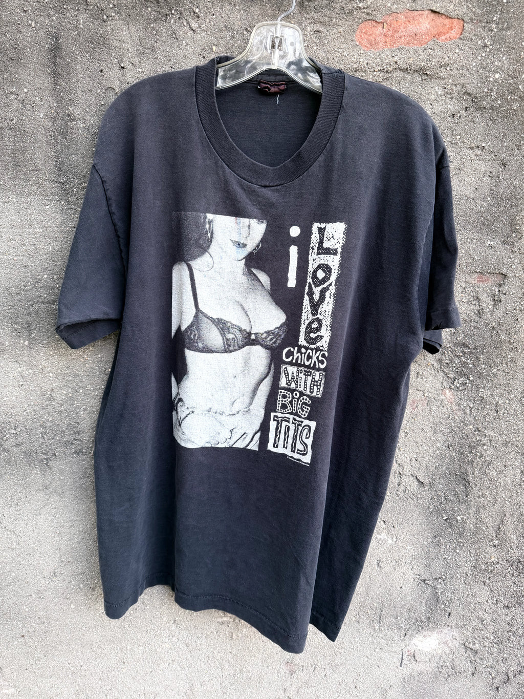 Old Ghosts Designs Vintage "I Love Chicks" XL Used Blk Tee Circa 1993