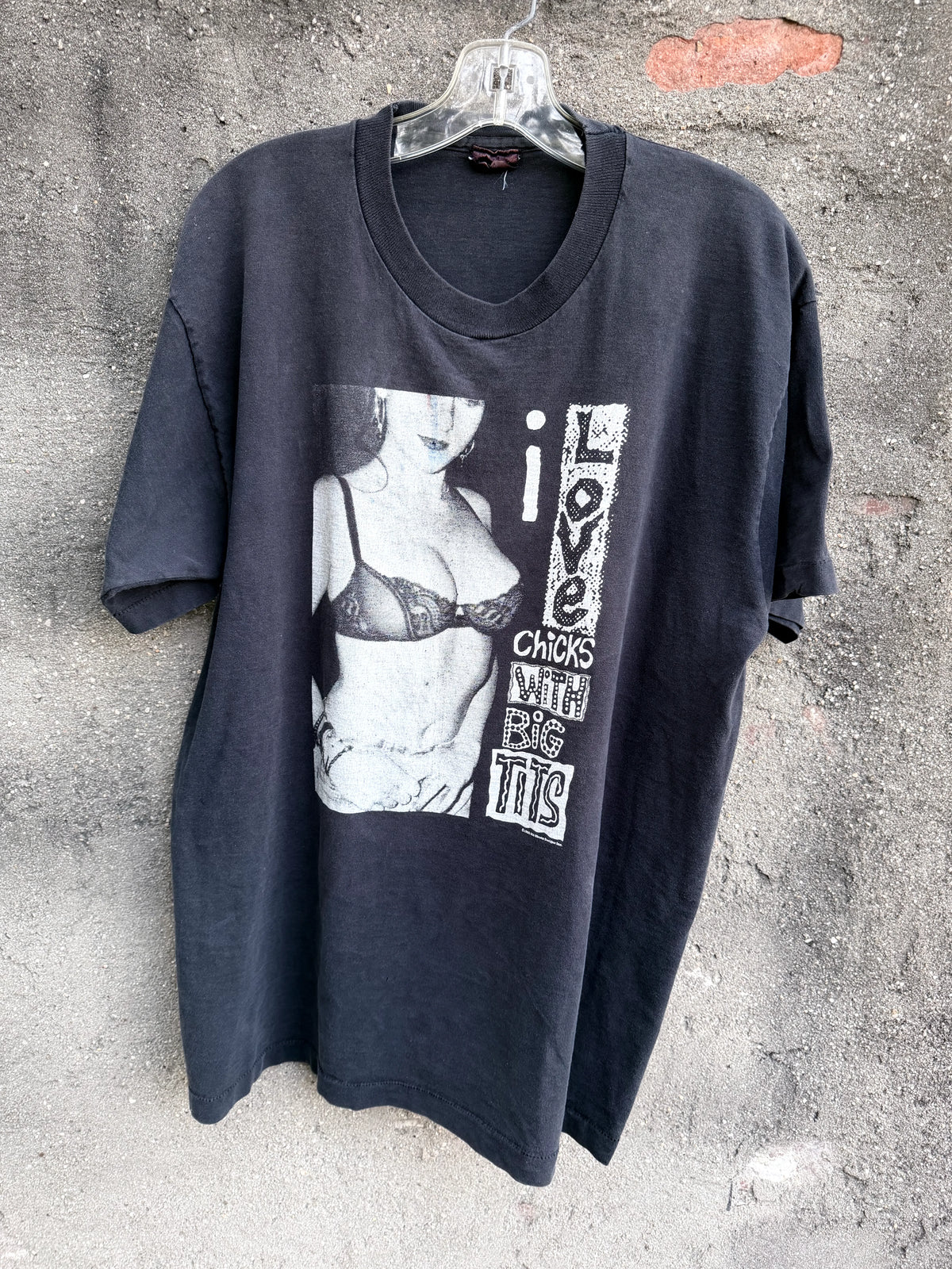 Old Ghosts Designs Vintage "I Love Chicks" XL Used Blk Tee Circa 1993