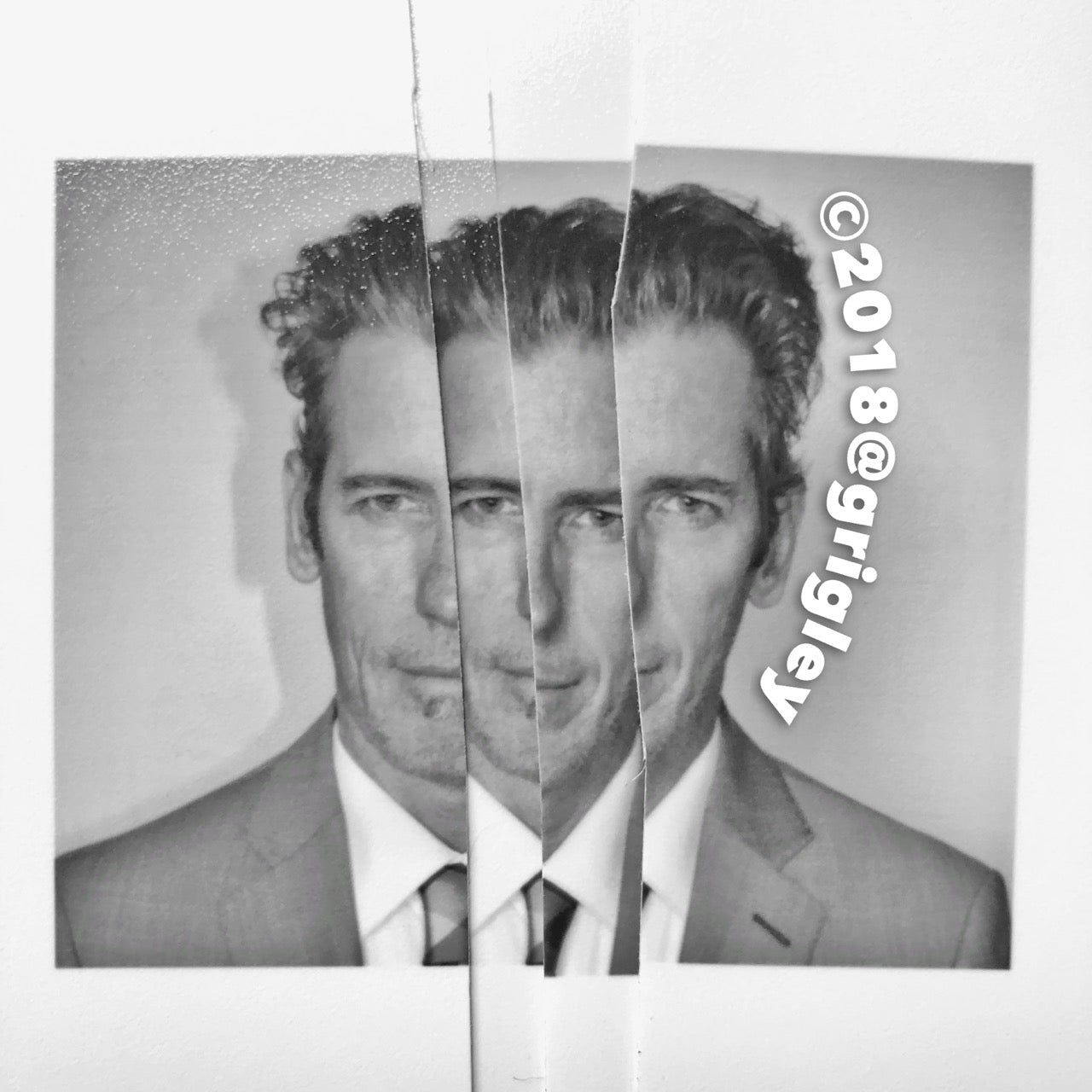 OGD B&W Torn Suit grigley 2.5 Square Stickers 2018