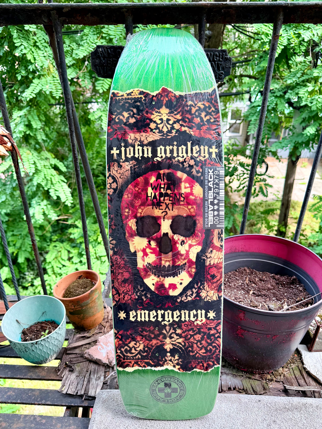 NOS BLACK LABEL 2010 Emergency John A. Grigley What Happens Next Skull Skate Deck