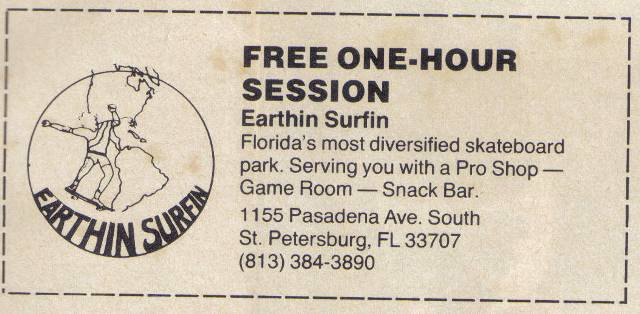 Advertisement for Earthin Surfin with contact information and services offered.